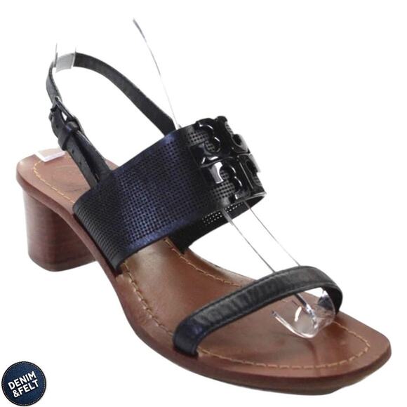 Tory Burch Lowell II Black Leather Logo Sandals Size 7.5M – Chic & Classic - Picture 11 of 14
